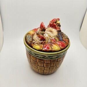 Hen on Nest Ceramic Lidded Jar Farmhouse Chicken Sugar Bowl Country Kitchen